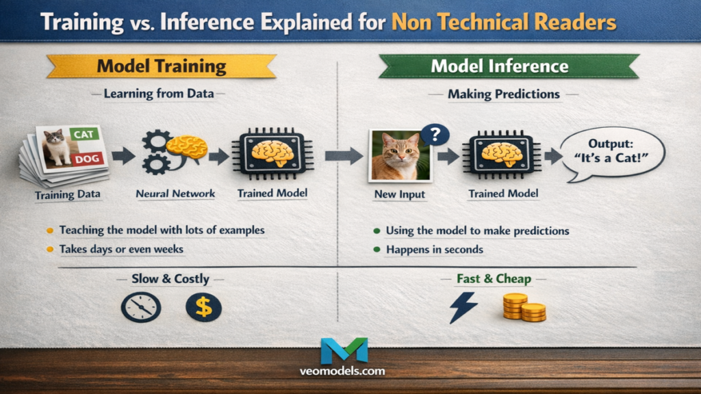 Training vs Inference Explained for Non Technical Readers